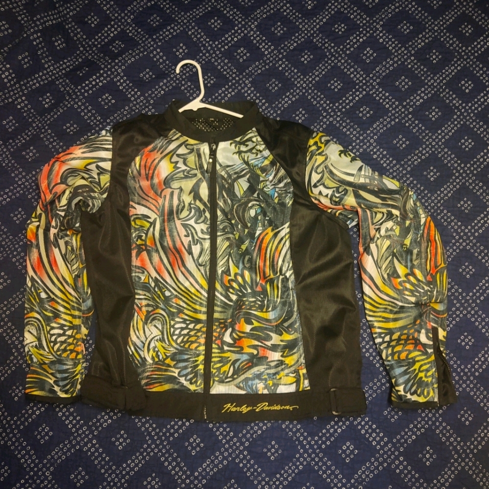 Mesh dragon print Harley Davidson riding jacket